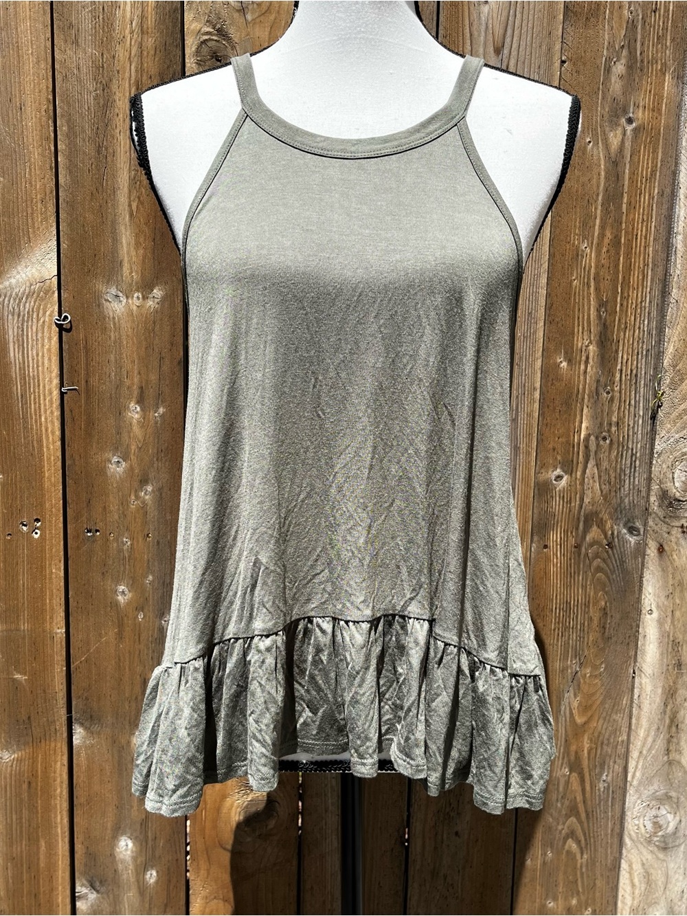 Charlotte Russe Olive Summer Ruffle-Hem Tank Top Accepting Offers!